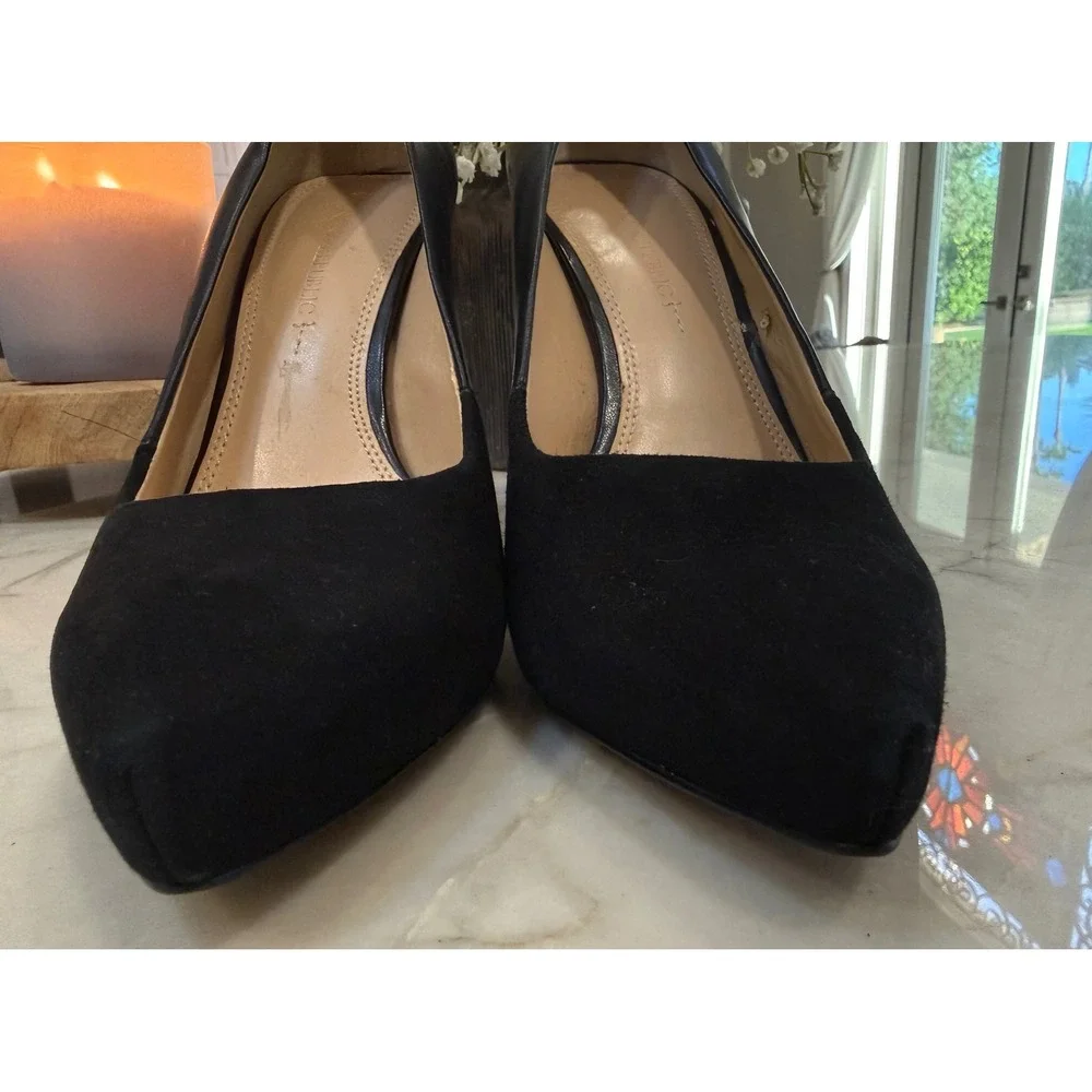 Banana Republic Womens Black Suede Leather Mixed Media Pointed Toe Pumps 7
